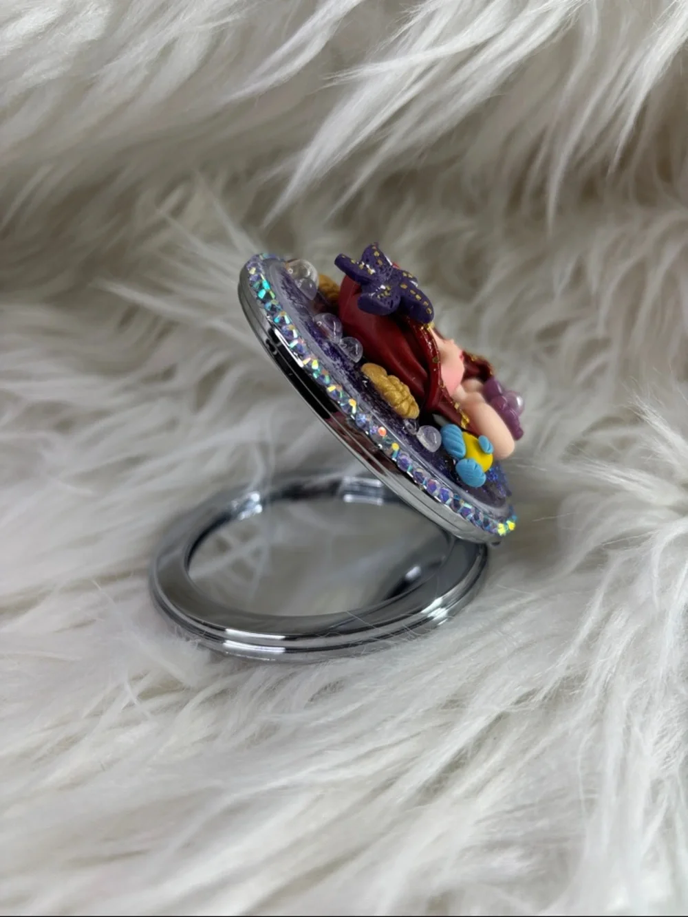 Ariel Hand Crafted Purple Mermaid Compact Mirror